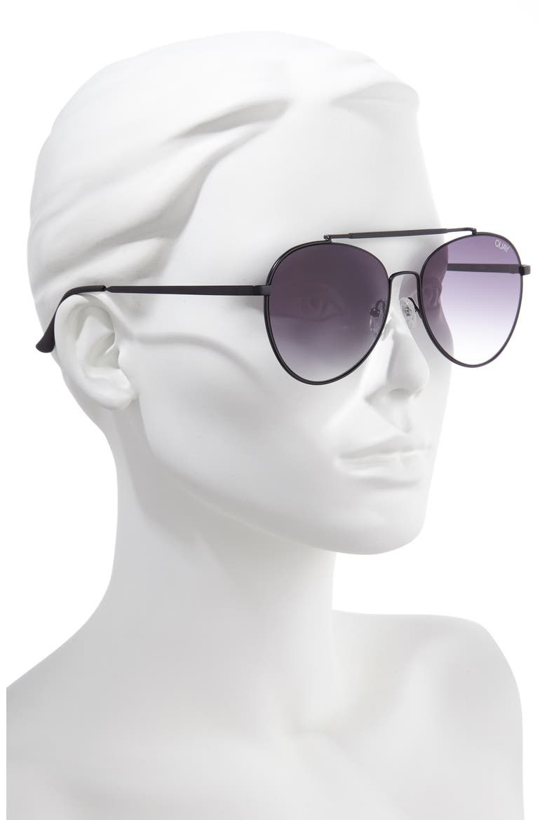 Australia Lickety Split 55mm Aviator Sunglasses, Alternate, color, BLACK/ SMOKE FADE