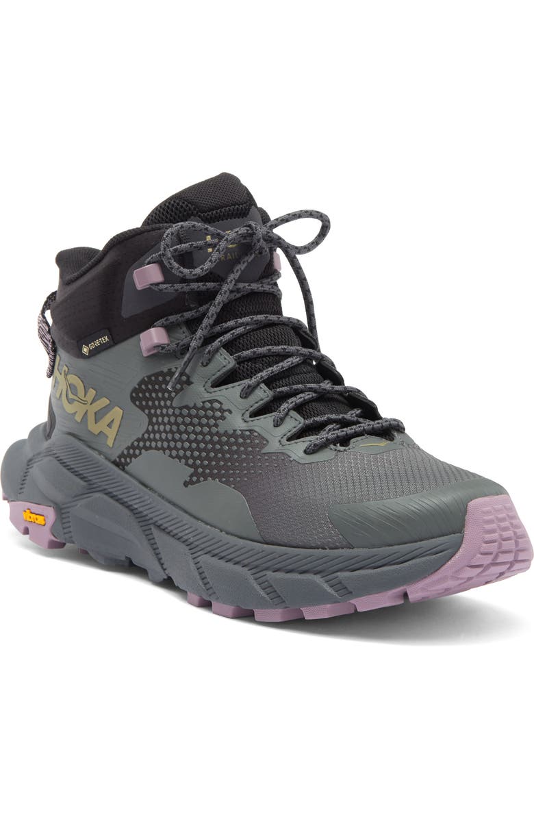 HOKA Trail Code Gore-Tex<sup>®</sup> Hiking Boot, Main, color, Black / Castlerock