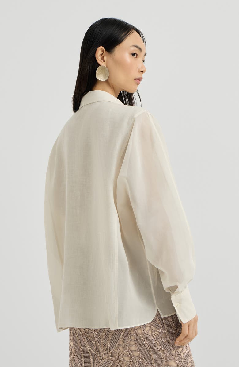 Brunello Cucinelli Linen and cotton organza shirt, Alternate, color, Milk