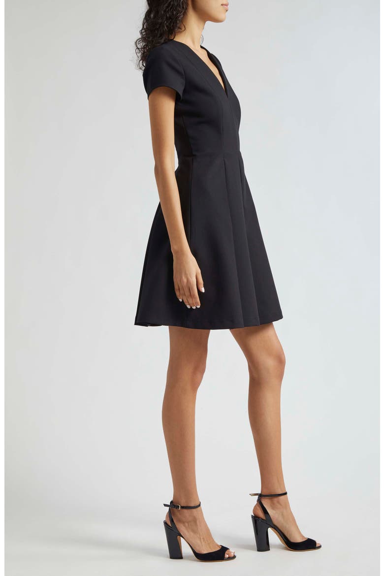 Emma Pleated Short Sleeve Dress, Alternate, color, SOLID BLACK