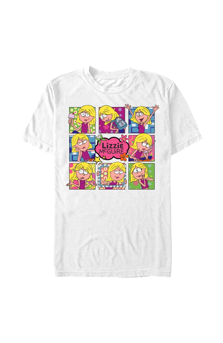Lizzie McGuire Men's Lizzie McGuire Colorful Collage Graphic T-Shirt, Main, color, White