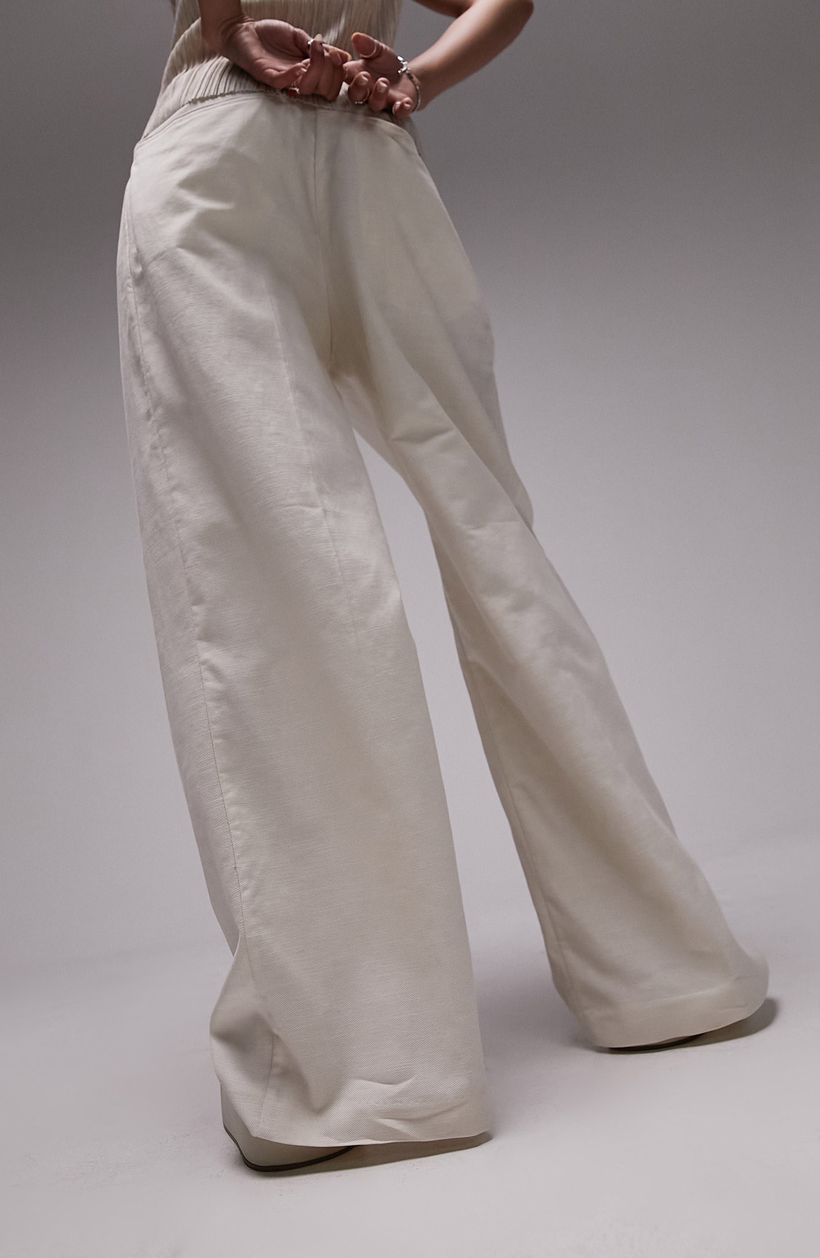 Topshop Cotton & Linen Wide Leg Trousers (Women) | Nordstromrack