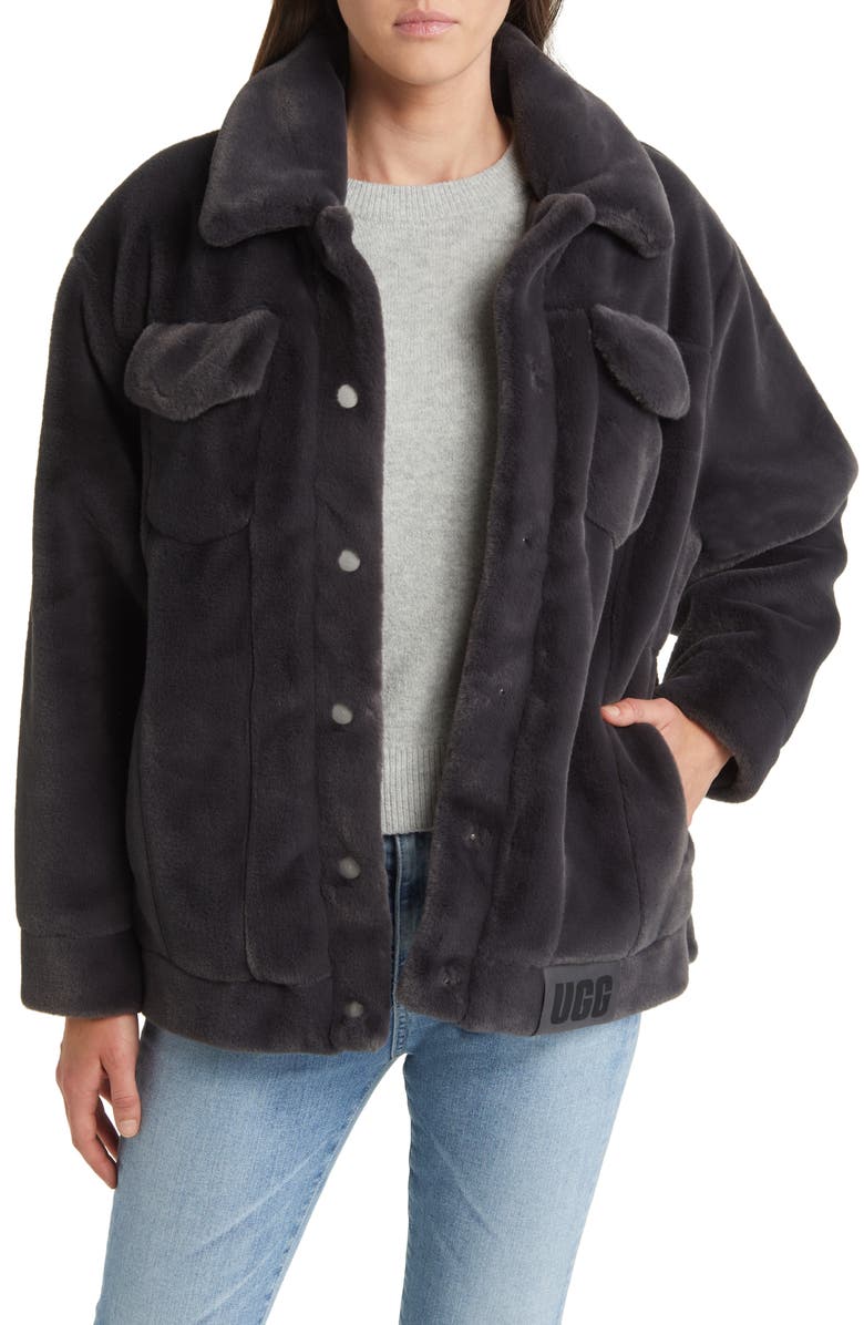 UGG<sup>®</sup> Frankie Faux Fur Trucker Jacket, Main, color, 