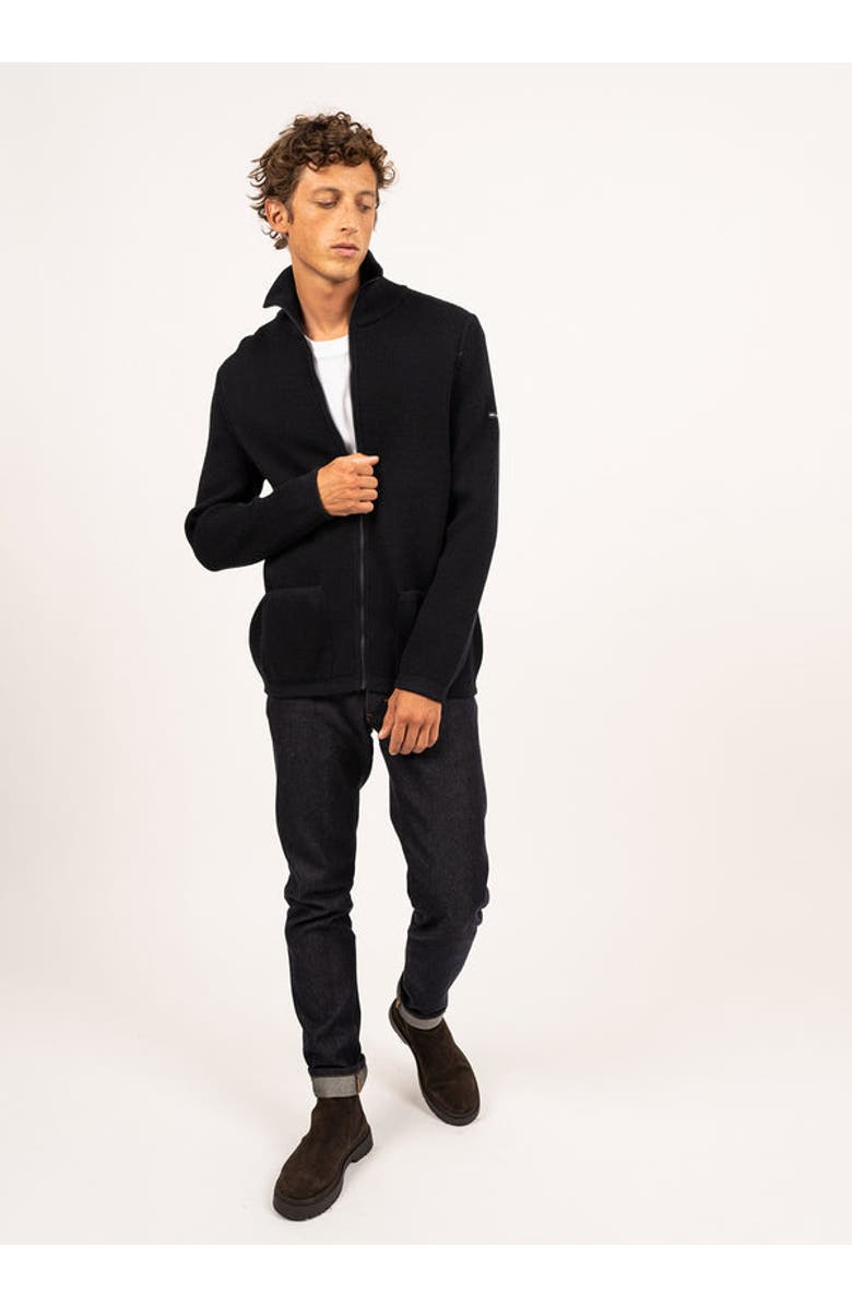 Saint James QUIBERON - High Collar Knit Jacket, Alternate, color, Navy