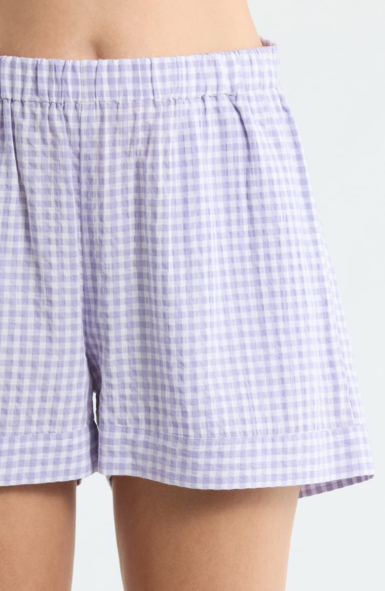 Papinelle Seersucker Gingham Boxer Pajamas, Alternate, color, Soft Lavender