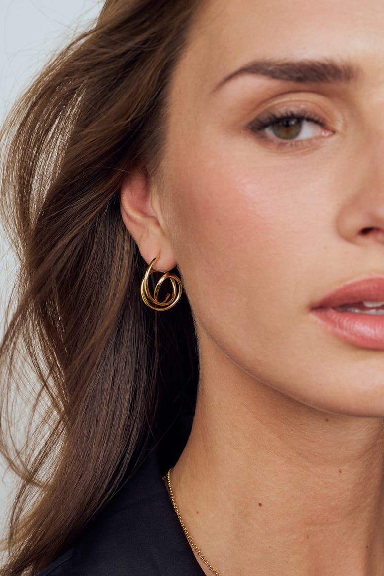 Earrings Spirale Pianura, Alternate, color, 18K Gold Plated