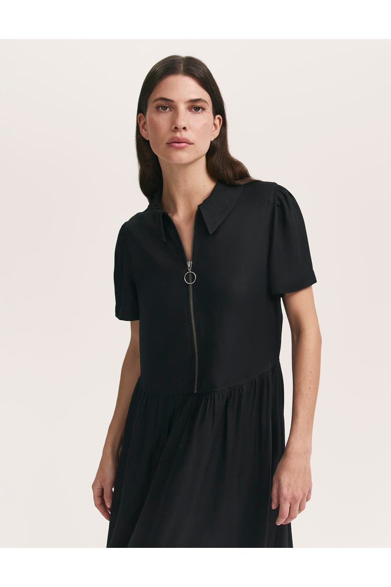 Orion Zip Front Midi Shirt Dress, Main, color, Black