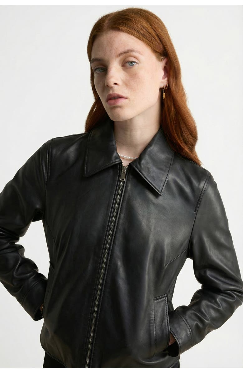 FURNIQ UK Chloe Leather Jacket, Alternate, color, Black