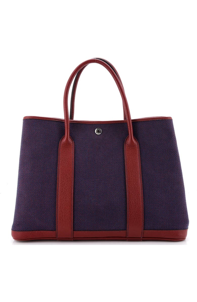 Pre-Owned Hermes Garden Party Tote Toile and Leather 36, Alternate, color, Bleu Saphir