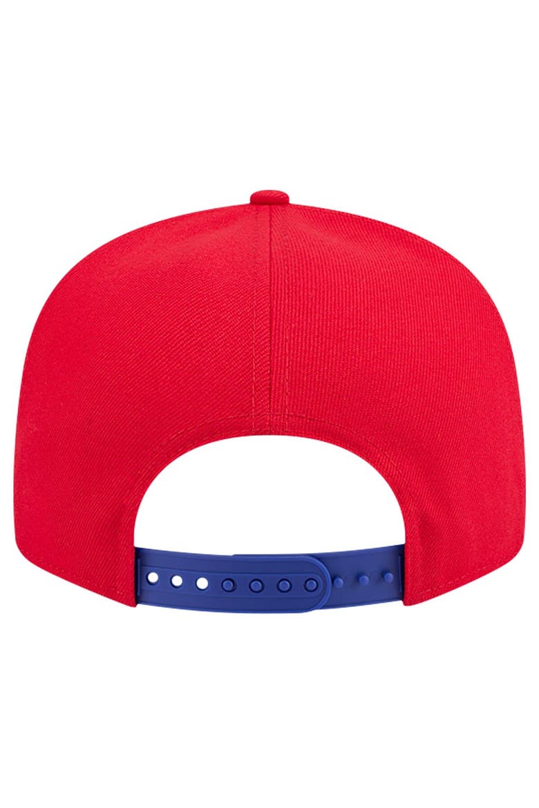 Men's New Era White/Royal Philadelphia 76ers Throwback Gradient Tech Font 9FIFTY Snapback Hat, Alternate, color, White