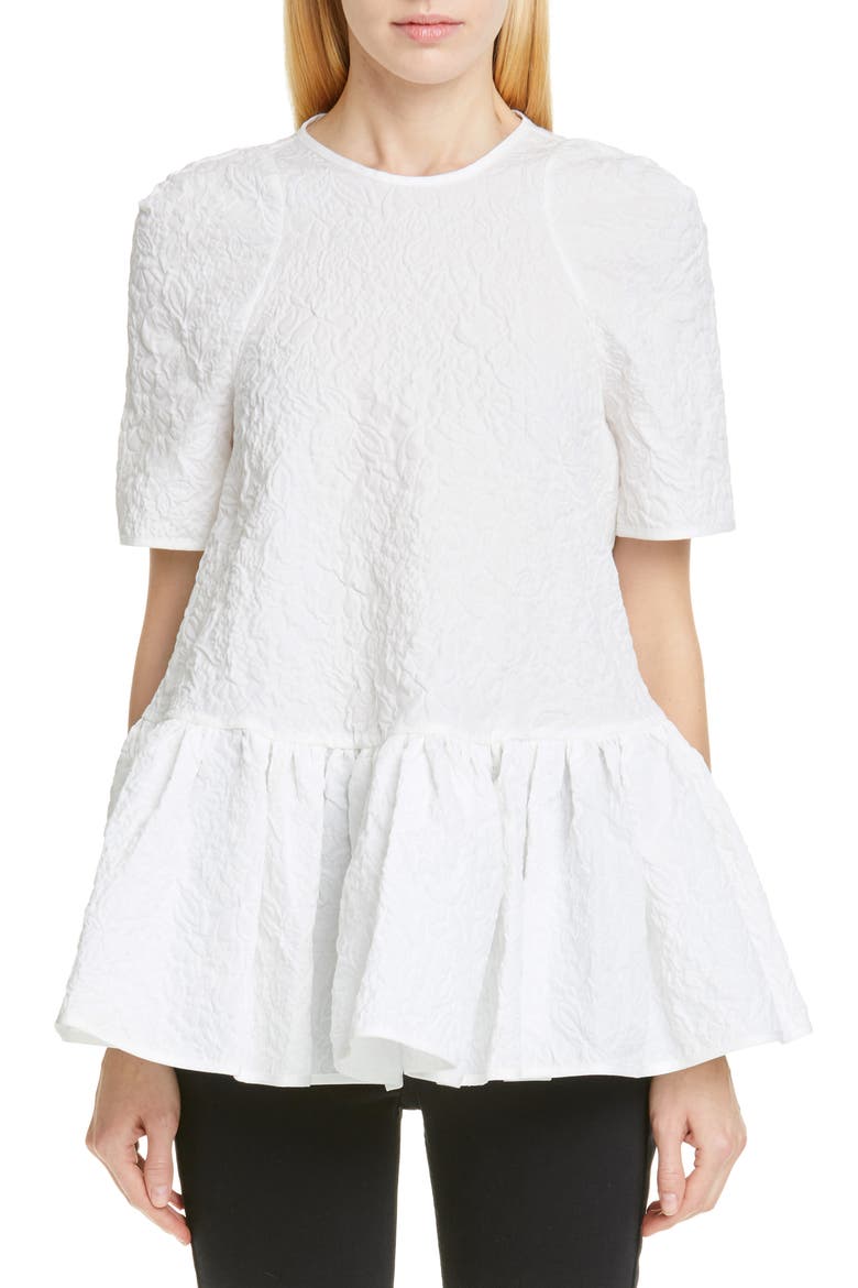 Susi Floral Matelassé Top, Main, color, WHITE