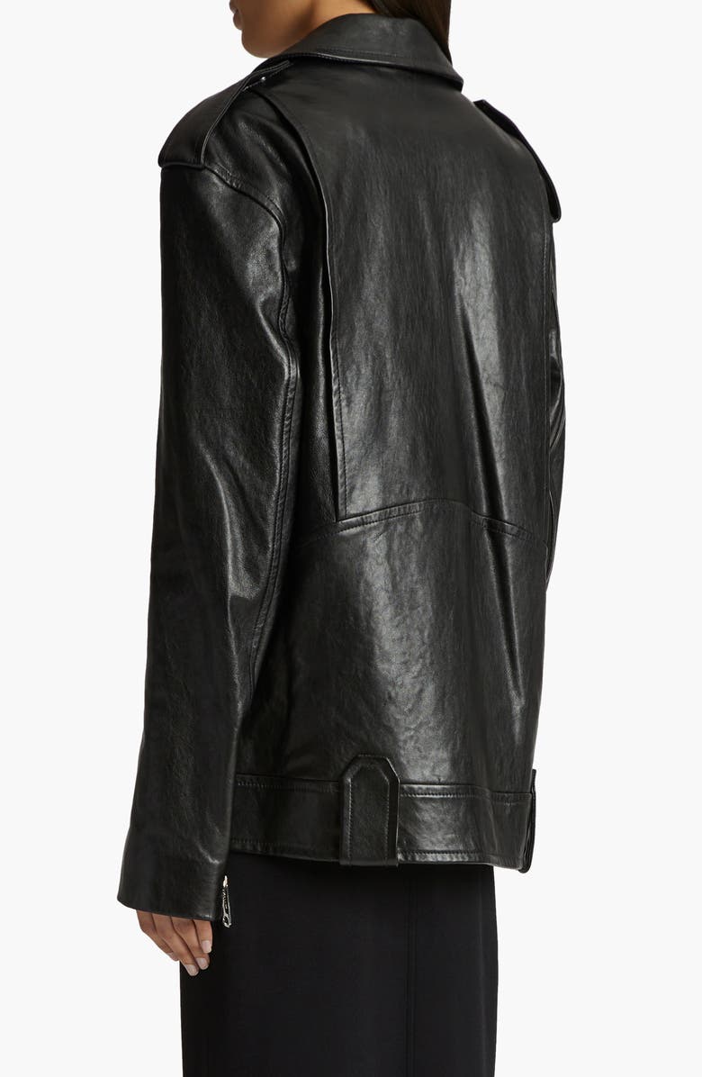 Khaite Hanson Leather Moto Jacket, Alternate, color, 