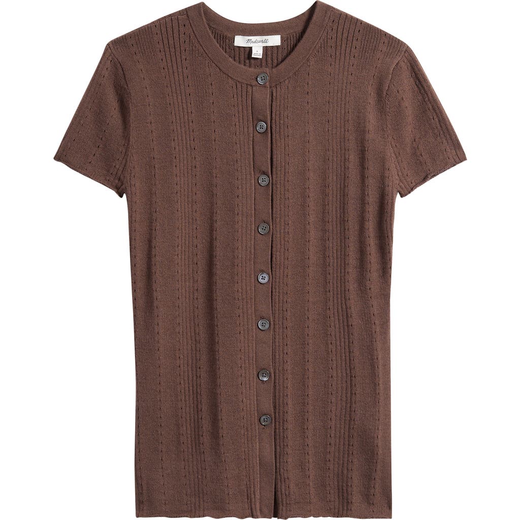 Madewell Cotton-blend Pointelle Short-sleeve Cardigan