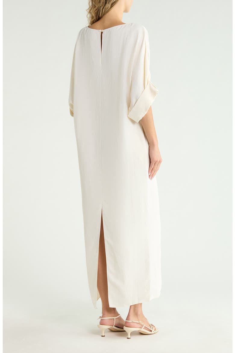 Cotton and Linen Shift Dress, Alternate, color, BONE
