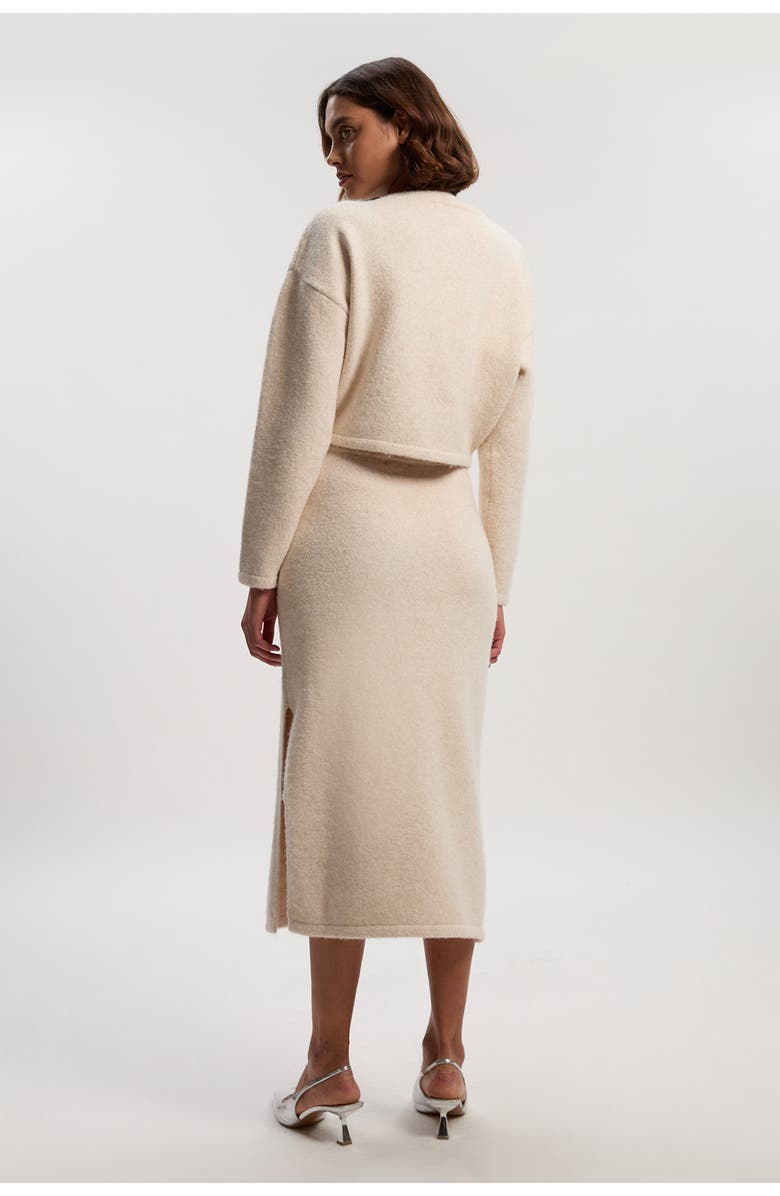 Karen Millen Wool Embellished Pencil Midi Skirt, Alternate, color, Cream