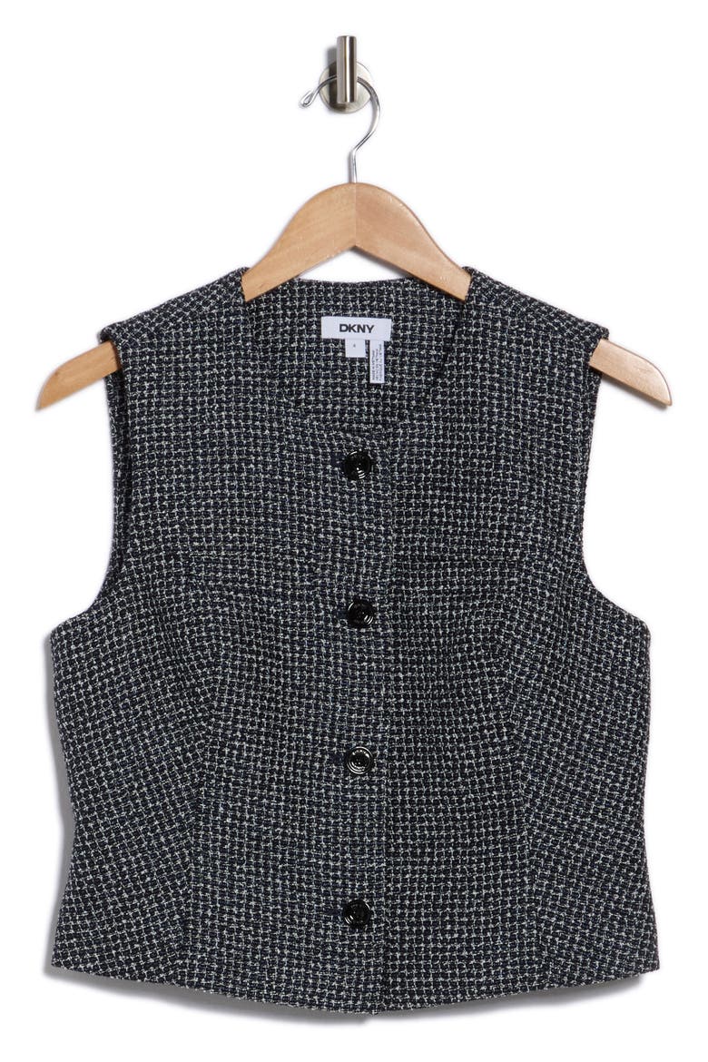 Tweed Crop Vest, Alternate, color, NAVY COMBO