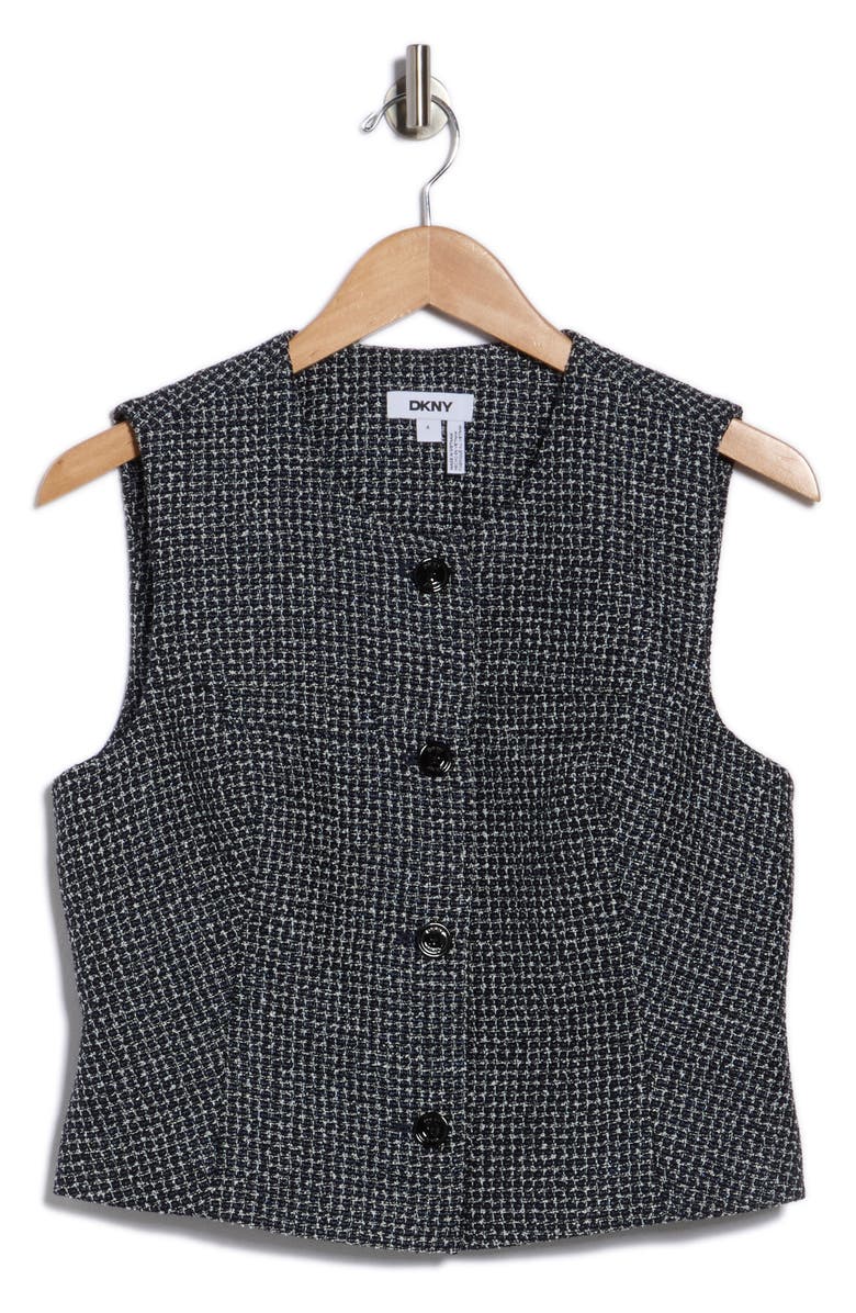 DKNY Tweed Crop Vest, Main, color, Navy Combo