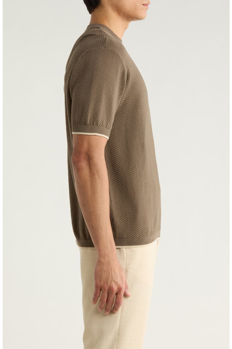 Tipped Chevron Knit T-Shirt, Alternate, color, SOLID DARK BROWN