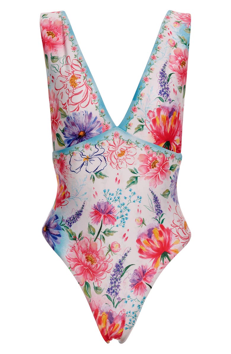 Agua Bendita Tulipa Chroma One-Piece Swimsuit, Alternate, color, White Multicolor
