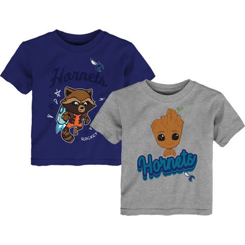 Toddler Heather Gray Charlotte Hornets Two-Piece Guardians Of The Galaxy T-Shirt Set