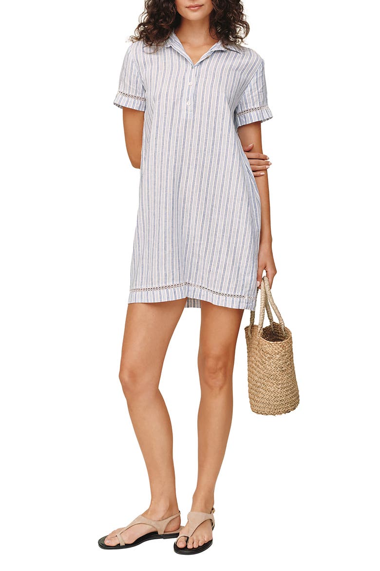 Stripe High/Low Shirtdress, Main, color, OCEAN BLUE STRIPE