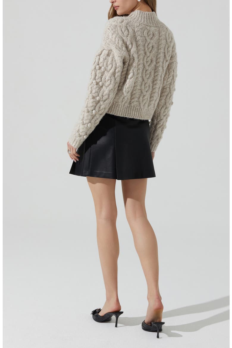 Mikita Pleated Faux Leather Miniskirt, Alternate, color, BLACK