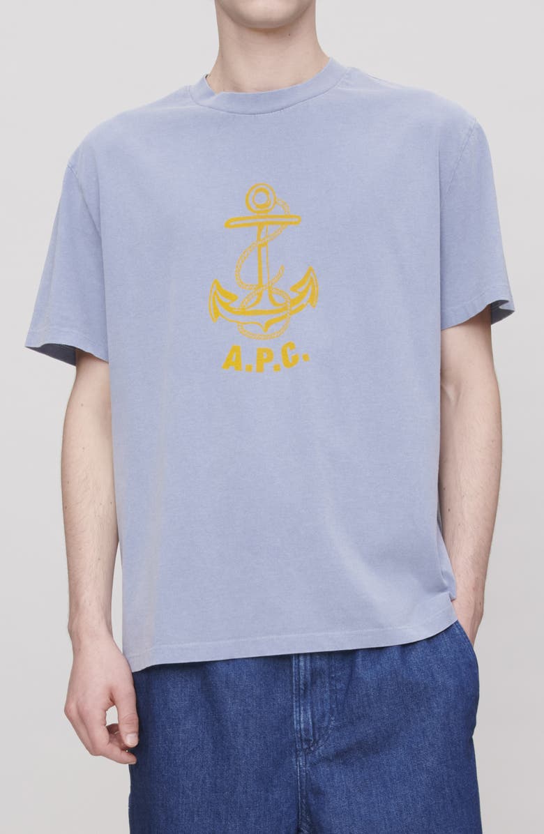 A.P.C. Davy Graphic T-Shirt, Alternate, color, Iac Blue Grey