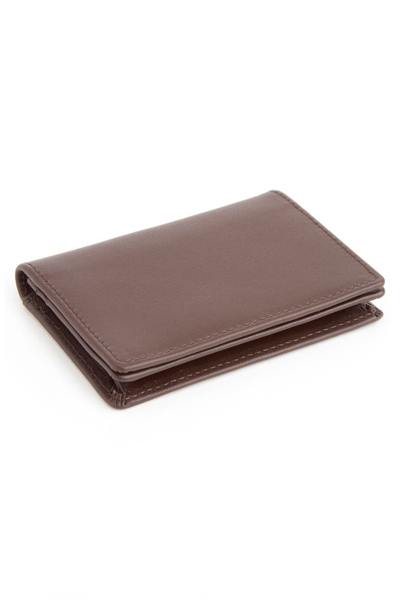 Personalized Leather Card Case, Alternate, color, BROWN- GOLD FOIL