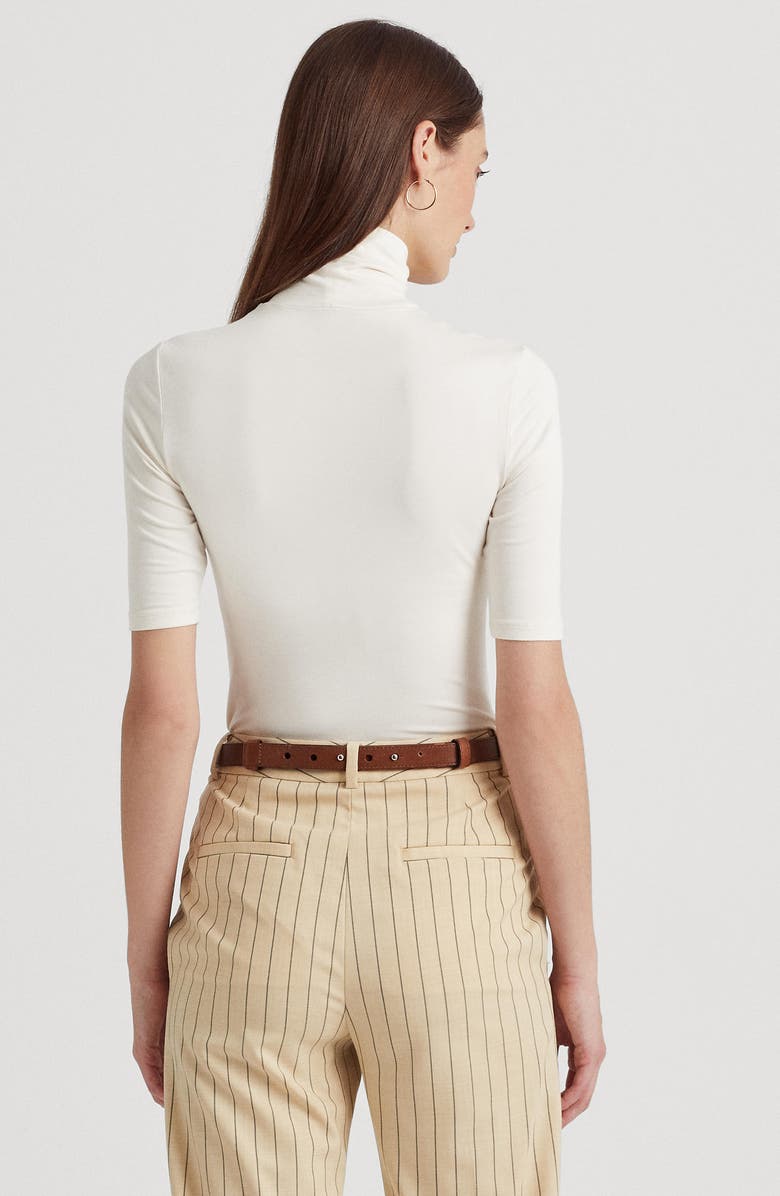 Lauren Ralph Lauren Jersey Turtleneck Top, Alternate, color, Mascarpone Cream
