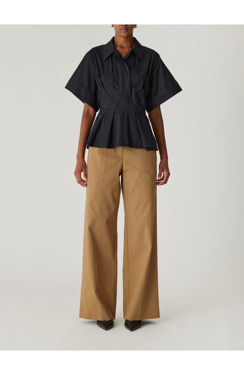 Rebecca Taylor Poplin Peplum Blouse, Main, color, Black