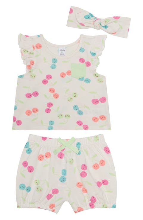 3-Piece Flutter Sleeve Top, Shorts & Headband Set (Baby)