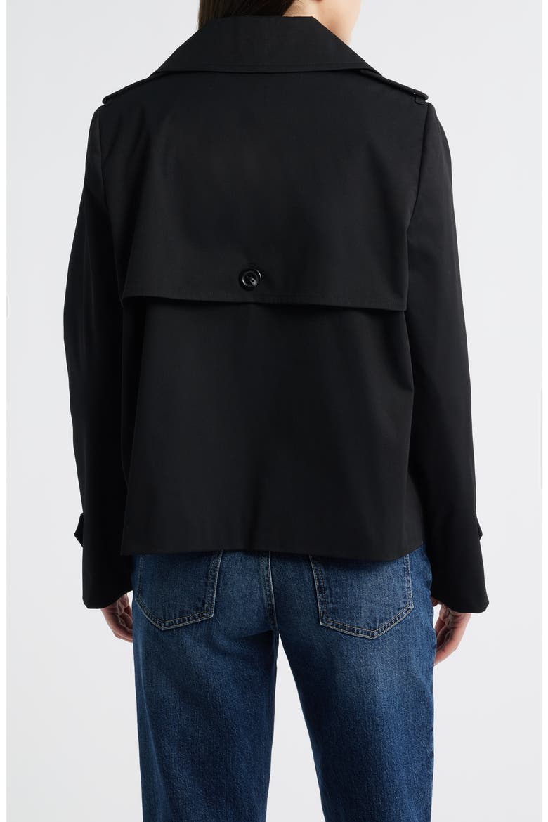 Water Resistant Double Breasted Short Trench Coat, Alternate, color, BLACK