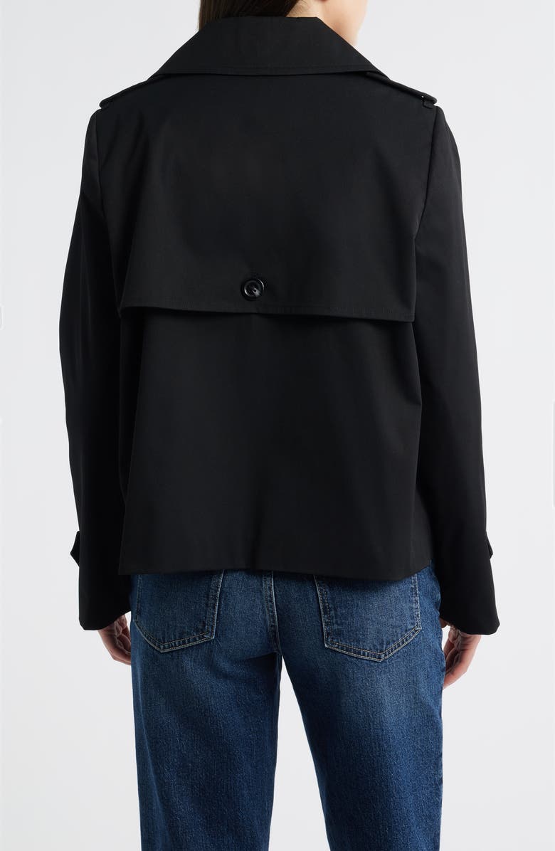 London Fog Water Resistant Double Breasted Short Trench Coat, Alternate, color, Black