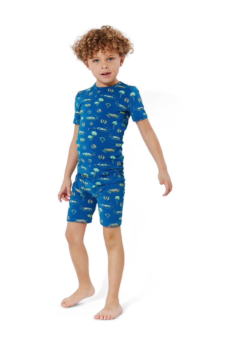 Monaco Blue Kids 2-Piece Short Sleeve & Shorts Pajama Set, Alternate, color, Monaco Blue