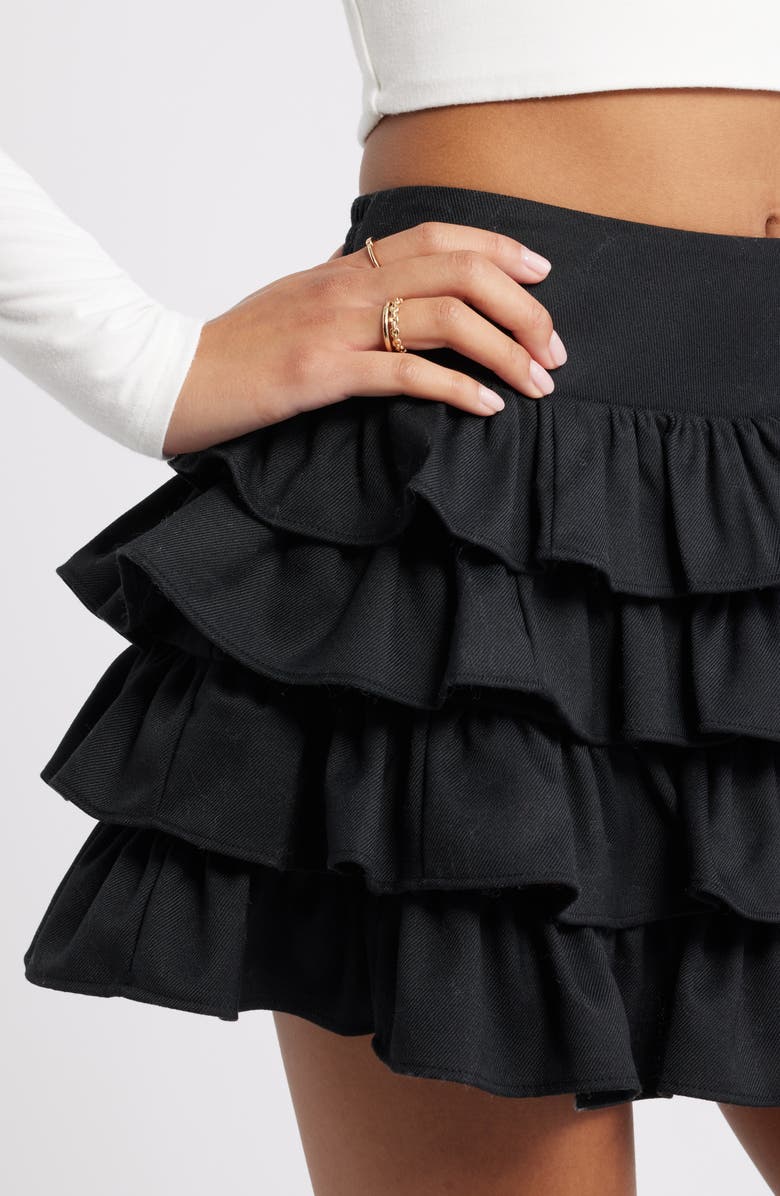 BP. Tiered Ruffle Miniskirt, Alternate, color, Black