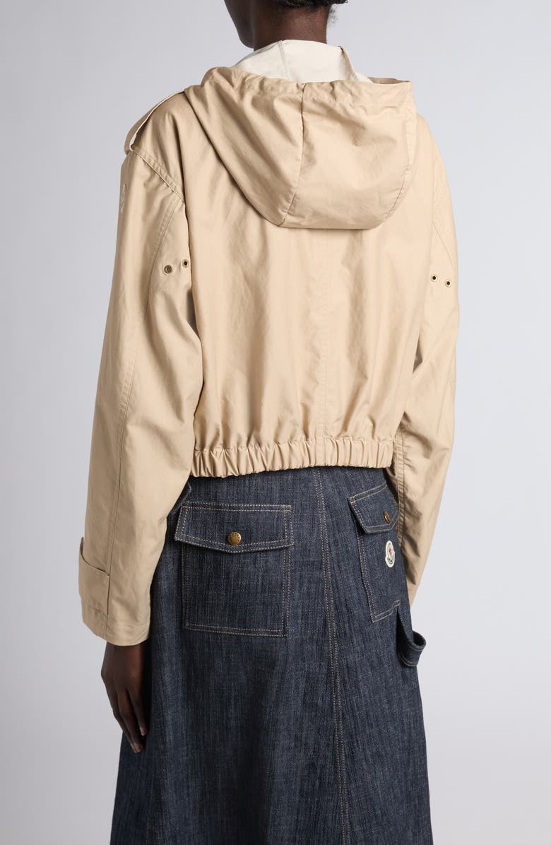 Moncler Carex Hooded Cotton Blend Poplin Jacket, Alternate, color, Beige