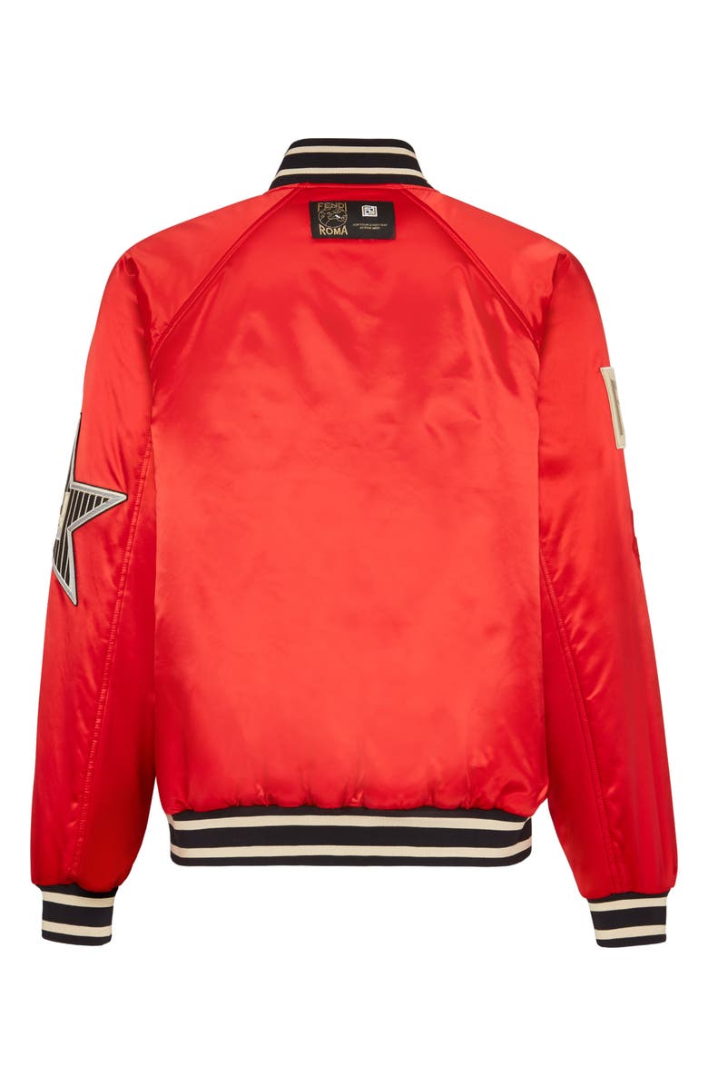 Fendi Logo Satin Bomber Jacket, Alternate, color, 