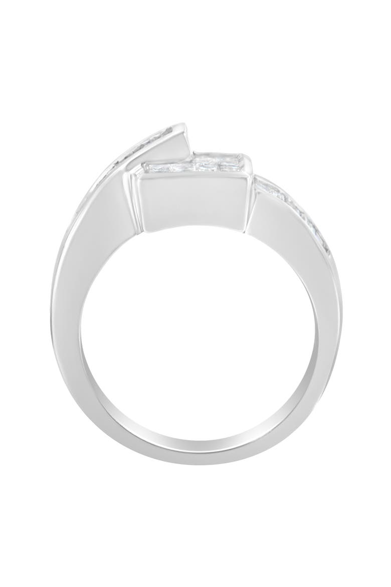 14K White Gold 1 1/3 Cttw Princess and Baguette-cut Diamond Ring, Alternate, color, White Gold