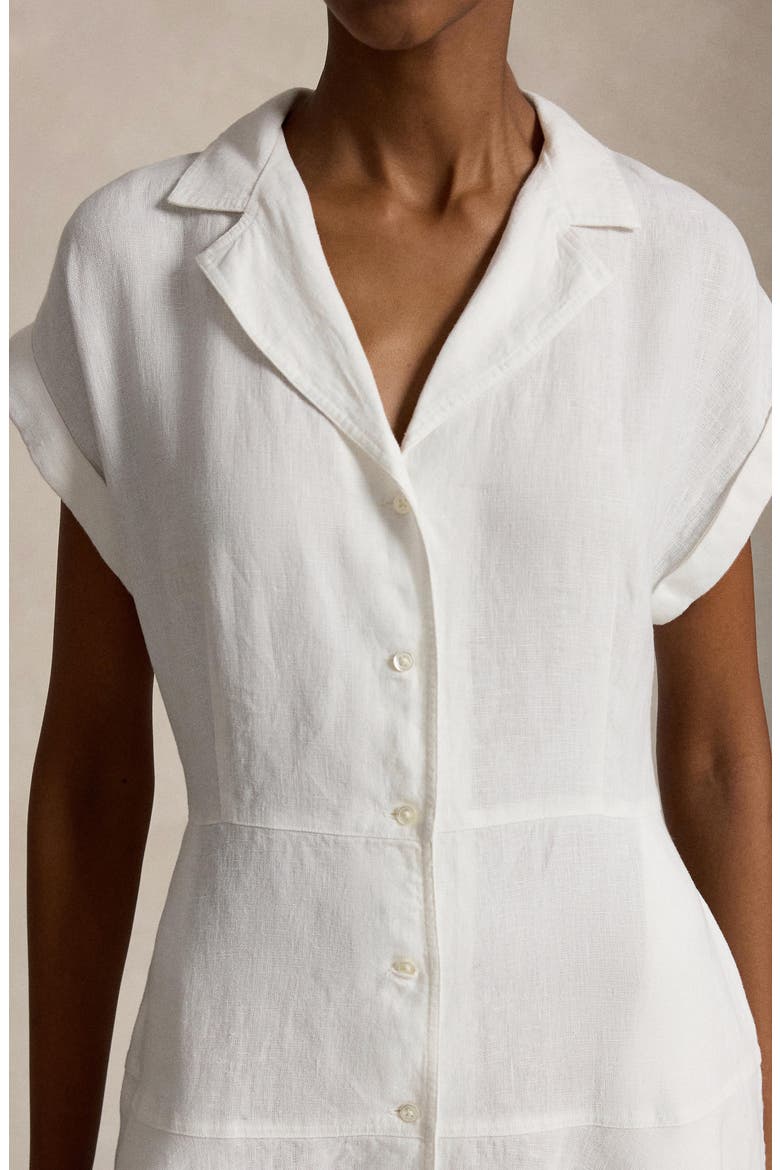 Cap Sleeve Linen Shirtdress, Alternate, color, WHITE