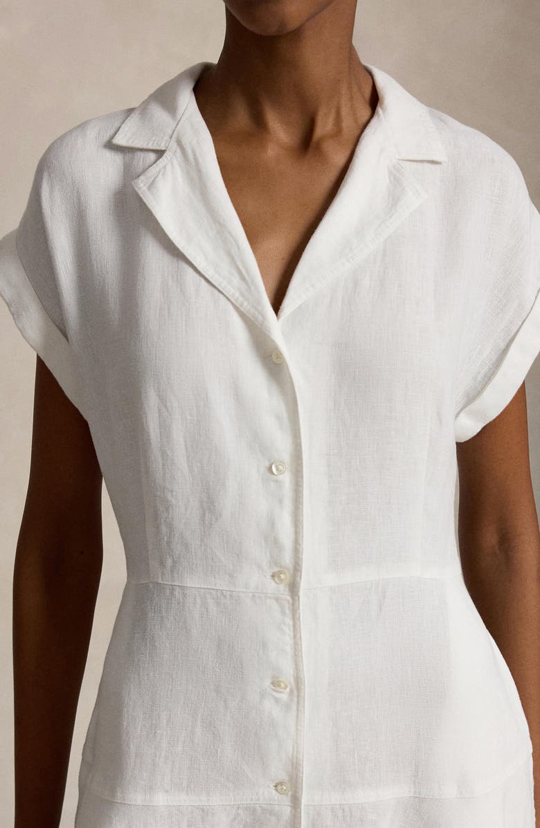 Polo Ralph Lauren Cap Sleeve Linen Shirtdress, Alternate, color, White