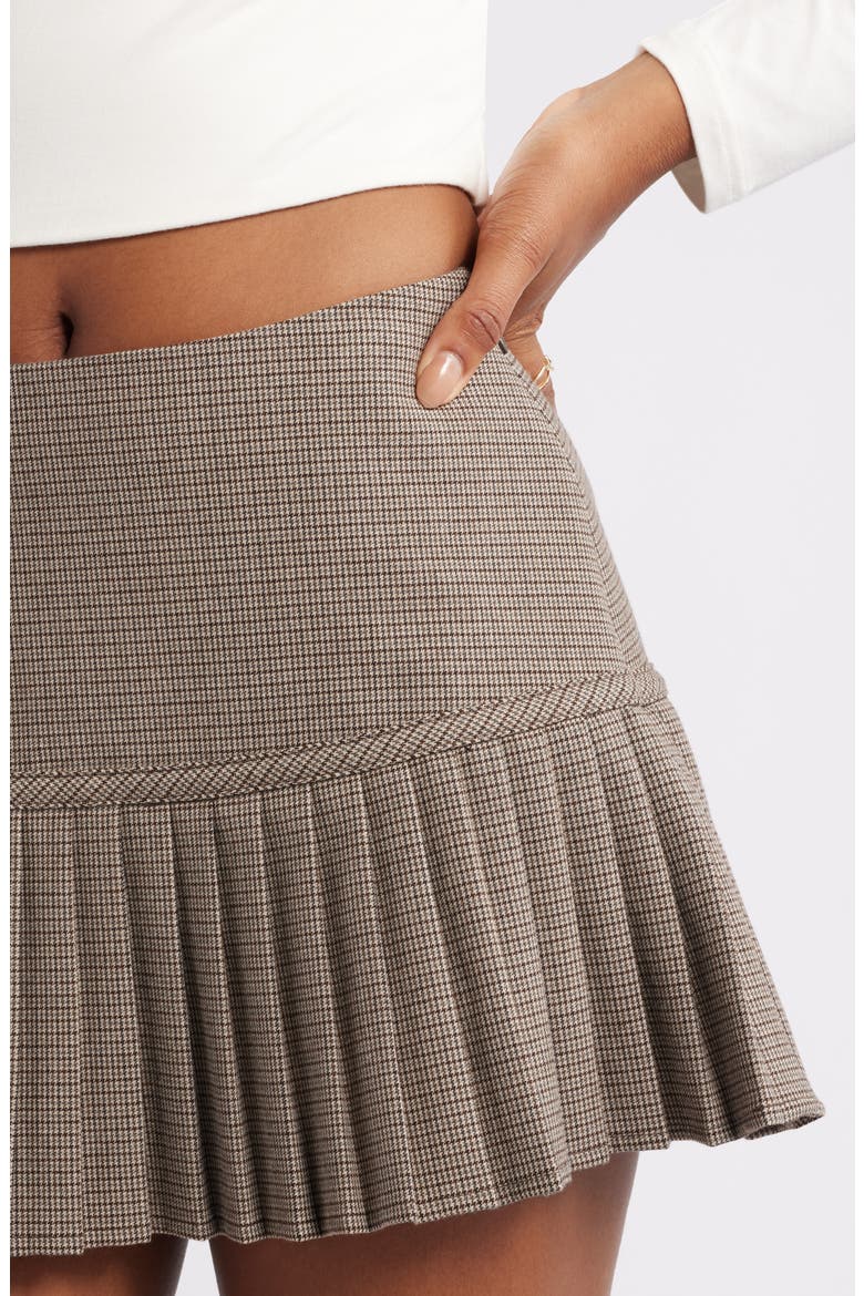 Pleated Miniskirt, Alternate, color, BROWN HOUNDSTOOTH