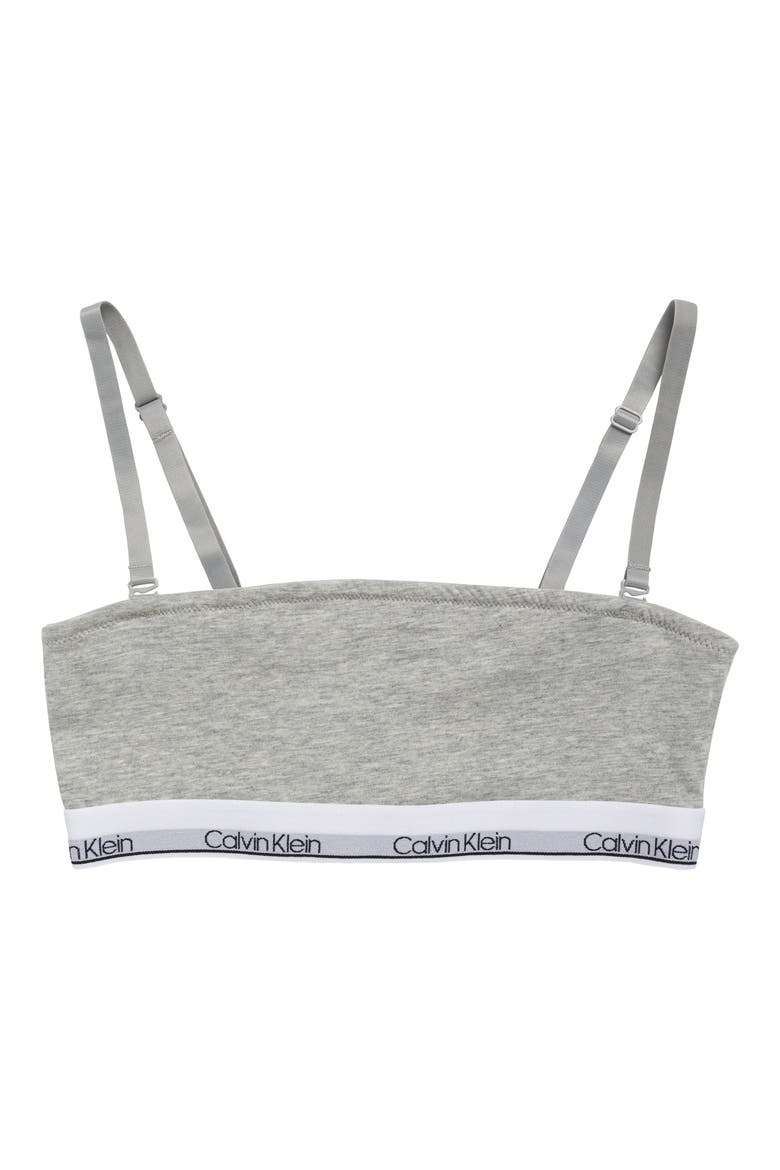 Kids' Strapless Stretch Cotton Bra, Alternate, color, HEATHER GRAY