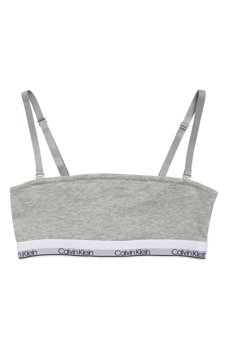 Calvin Klein Kids' Strapless Stretch Cotton Bra, Alternate, color, Heather Gray