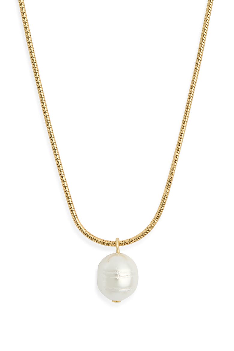 Faux Pearl Pendant Necklace, Alternate, color, WHITE- GOLD