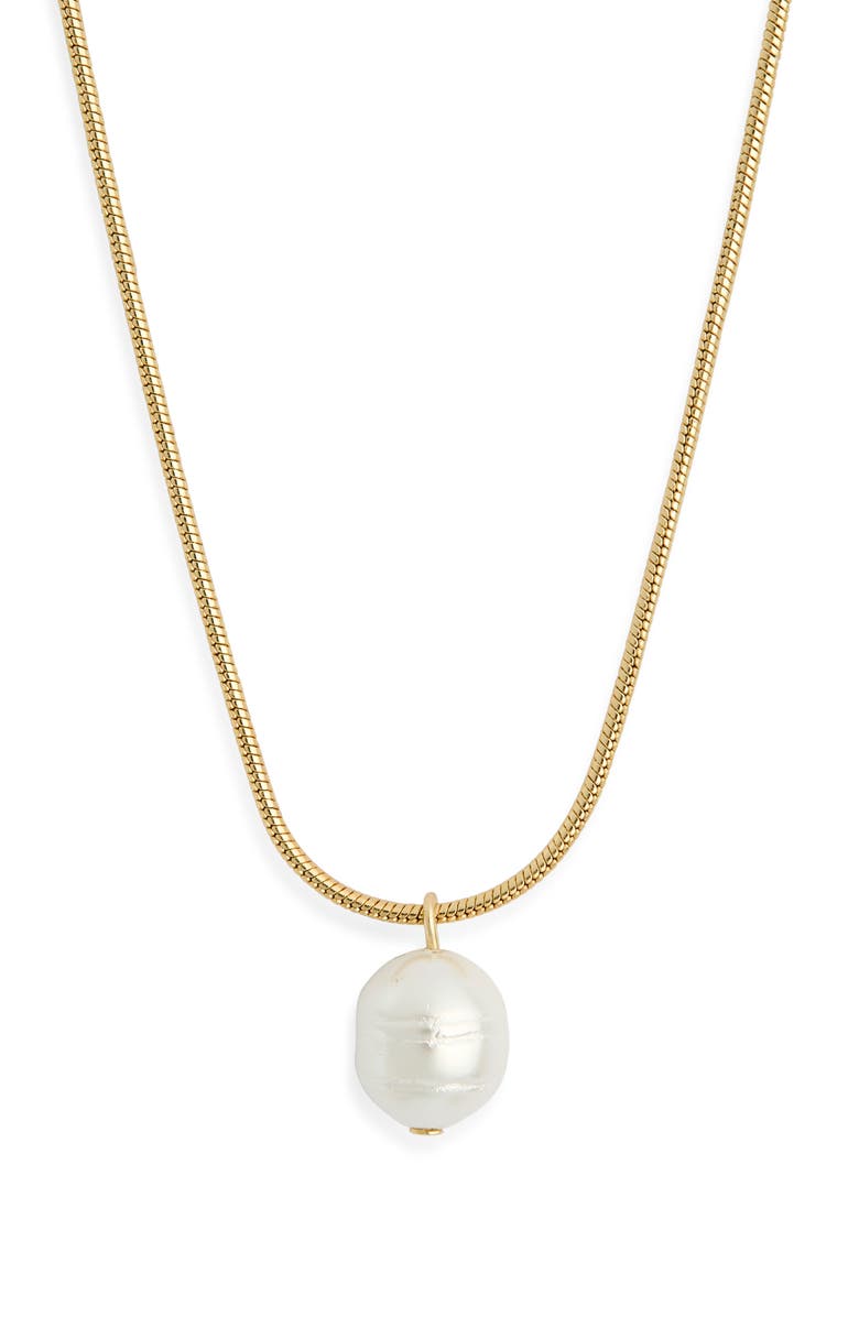 NORDSTROM RACK Faux Pearl Pendant Necklace, Alternate, color, White- Gold