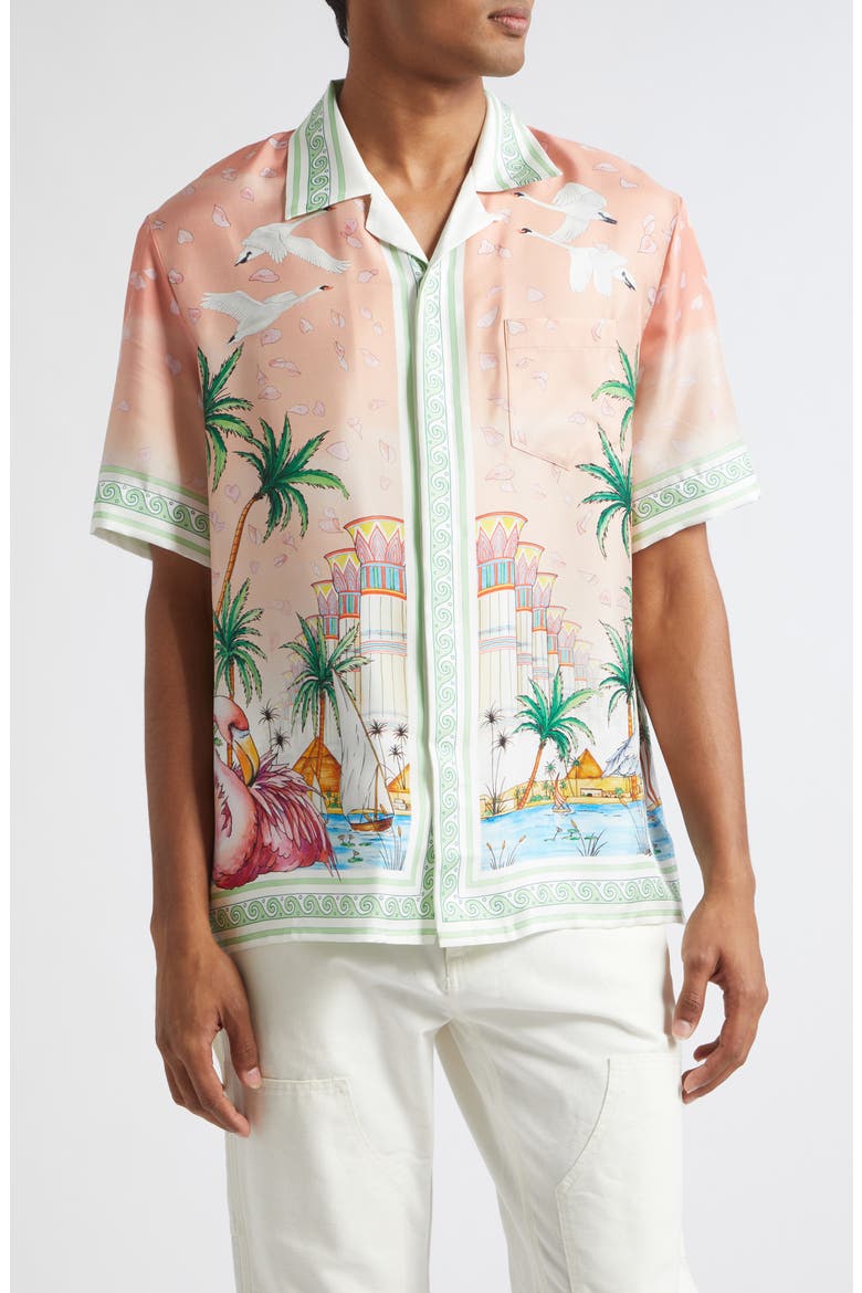 Ethereal Print Silk Camp Shirt, Main, color, SILK TWILL