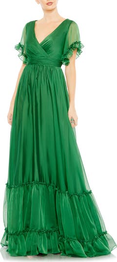Mac Duggal Butterfly Ruffle Trimmed A-Line Gown | Nordstrom