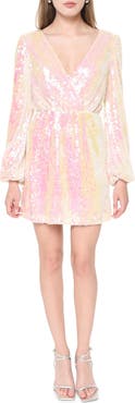 WAYF Carrie Long Sleeve Sequin Minidress