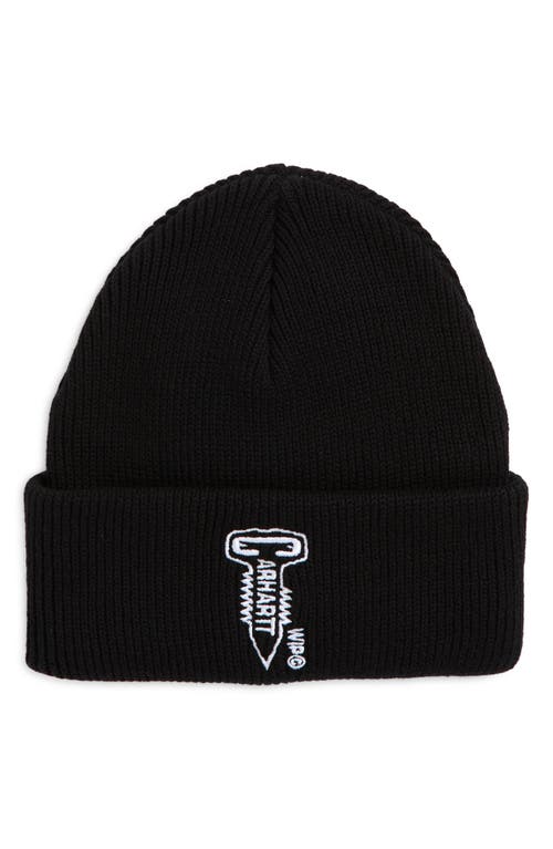 Carhartt Work In Progress Screw Organic Cotton Rib Beanie in Black 