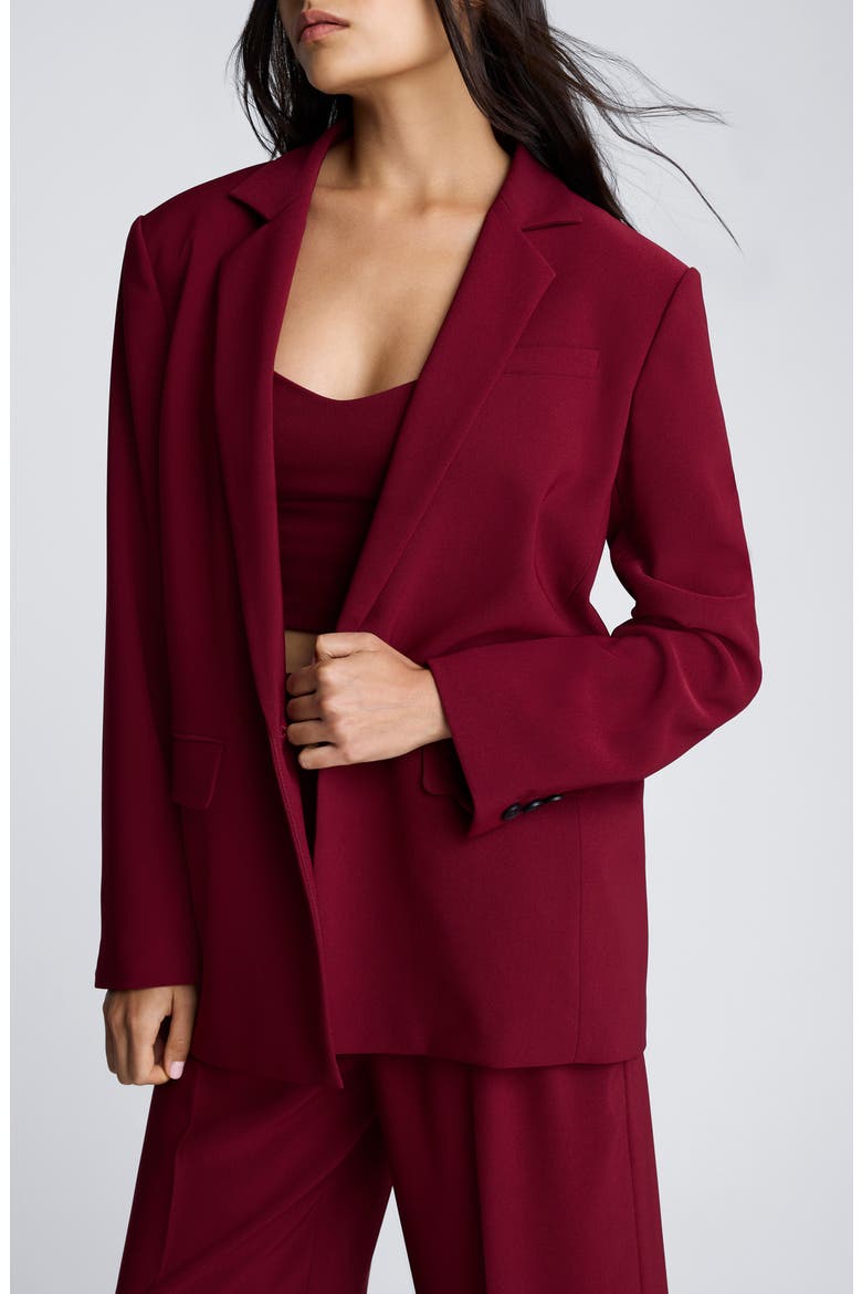 One-Button Stretch Crepe Blazer, Main, color, WINEBERRY